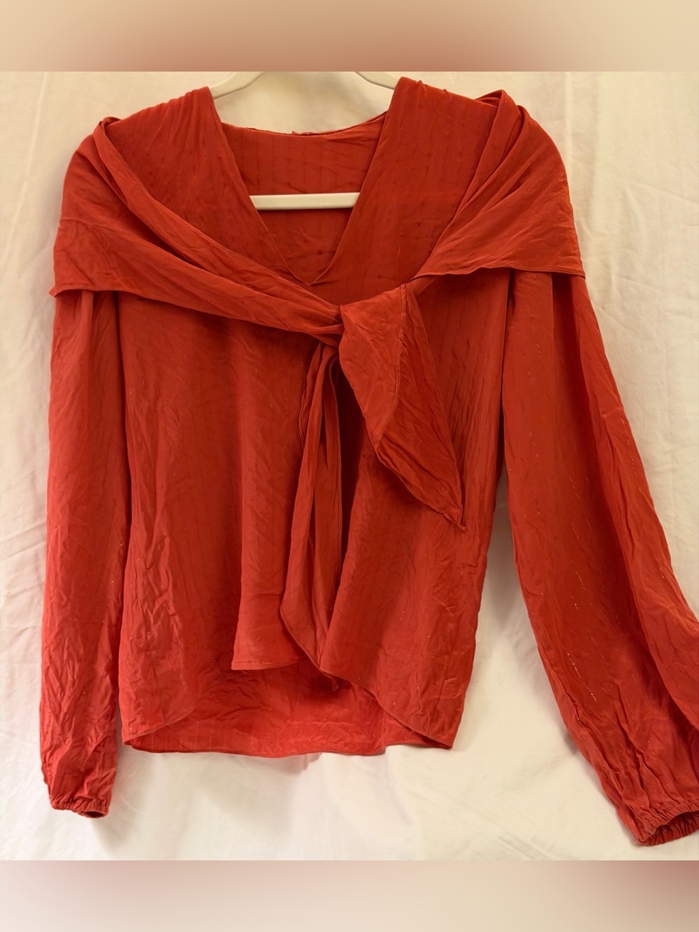 Vintage red orange blush blouse top shirt size M Retro uniqueness excellent cond